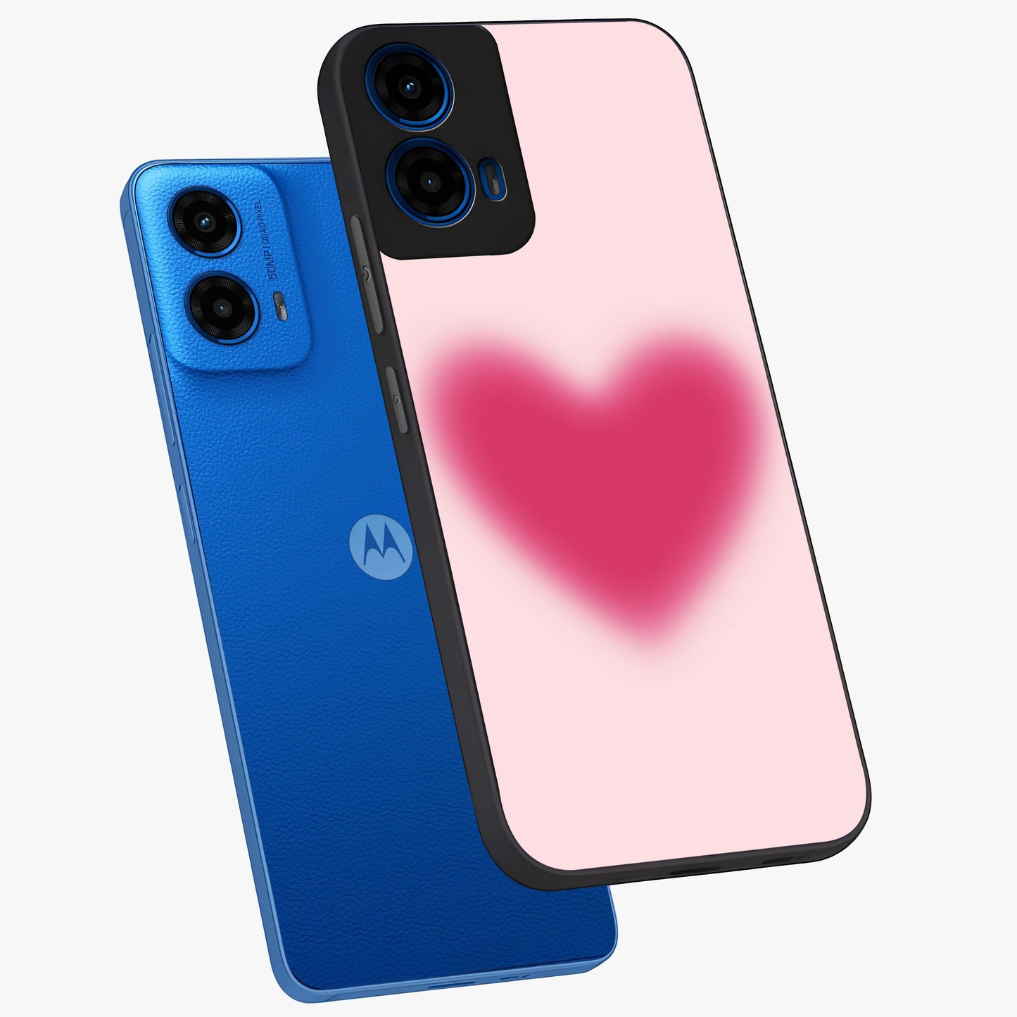 Pink Aura Heart Glass Case displayed in angled mockup highlighting vibrant pink heart design with dreamy aura aesthetic.