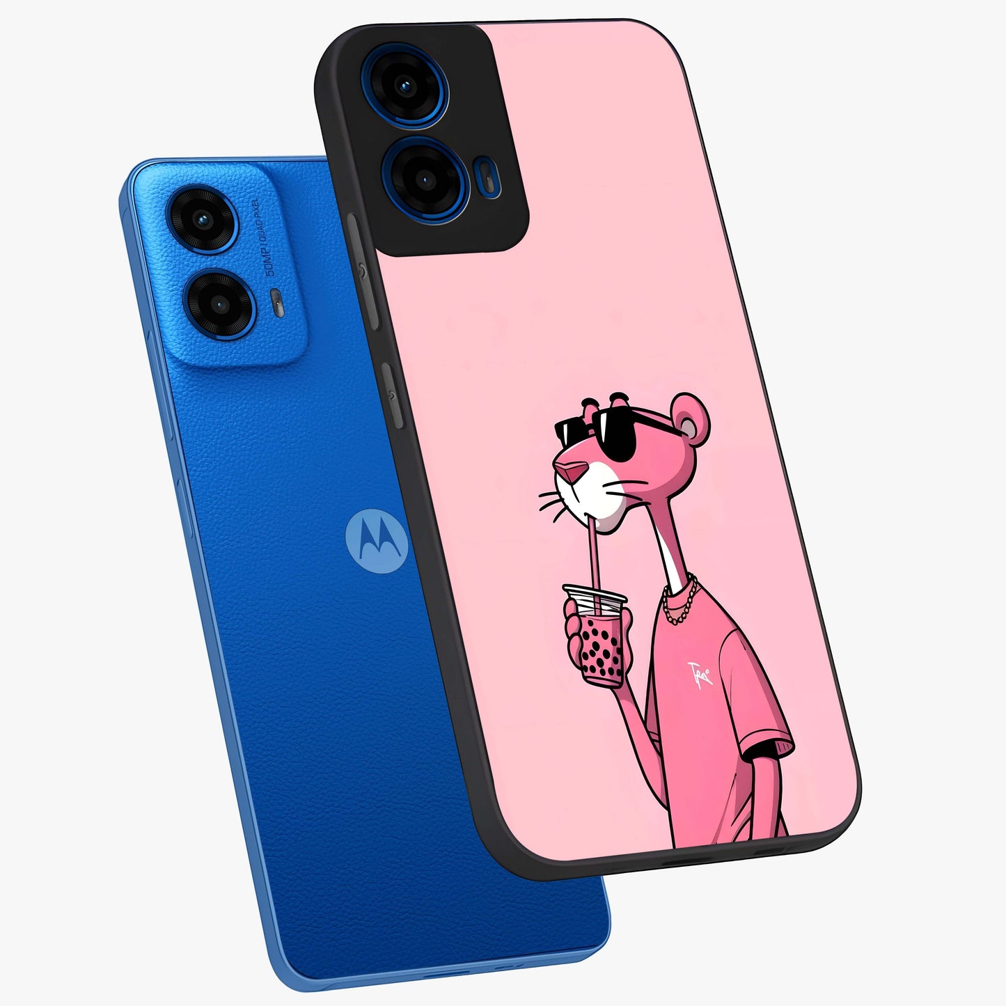 Pink Panther Glass Case displayed in angled mockup highlighting playful cartoon character design with vibrant pink aesthetic.