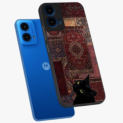 Regal Magic Cat Apple Glass Case displayed in angled mockup highlighting whimsical feline design with fantasy aesthetic.