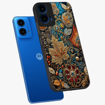 Royal Jewel Garden Glass Case displayed in angled mockup highlighting vibrant jewel inspired floral design with elegant aesthetic.