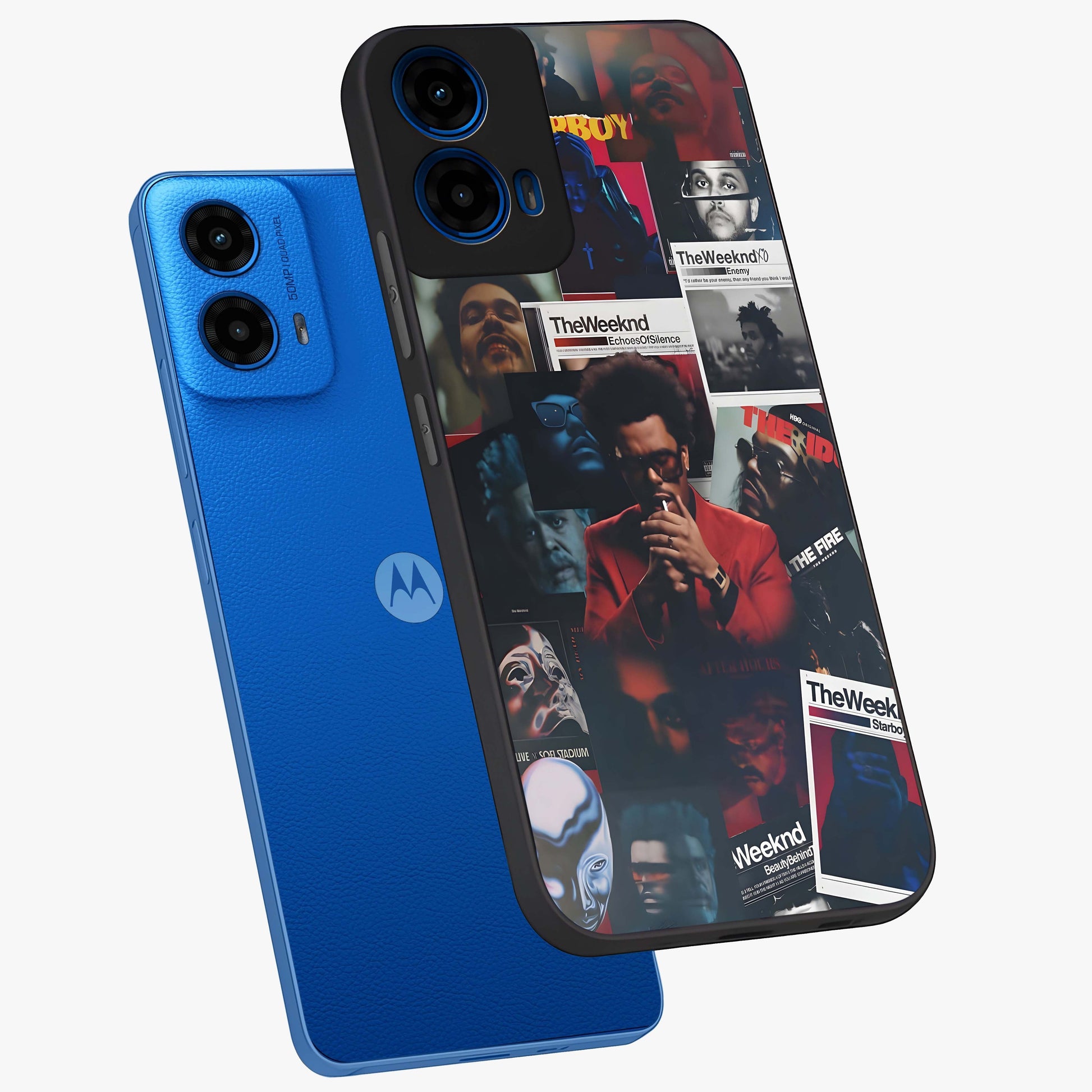 The Weeknd Glass Case displayed in angled mockup highlighting stylish pop culture inspired design with modern aesthetic.
