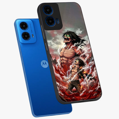 Titan Awakening Fury Glass Case displayed in angled mockup highlighting dramatic giant warrior design with bold anime aesthetic.