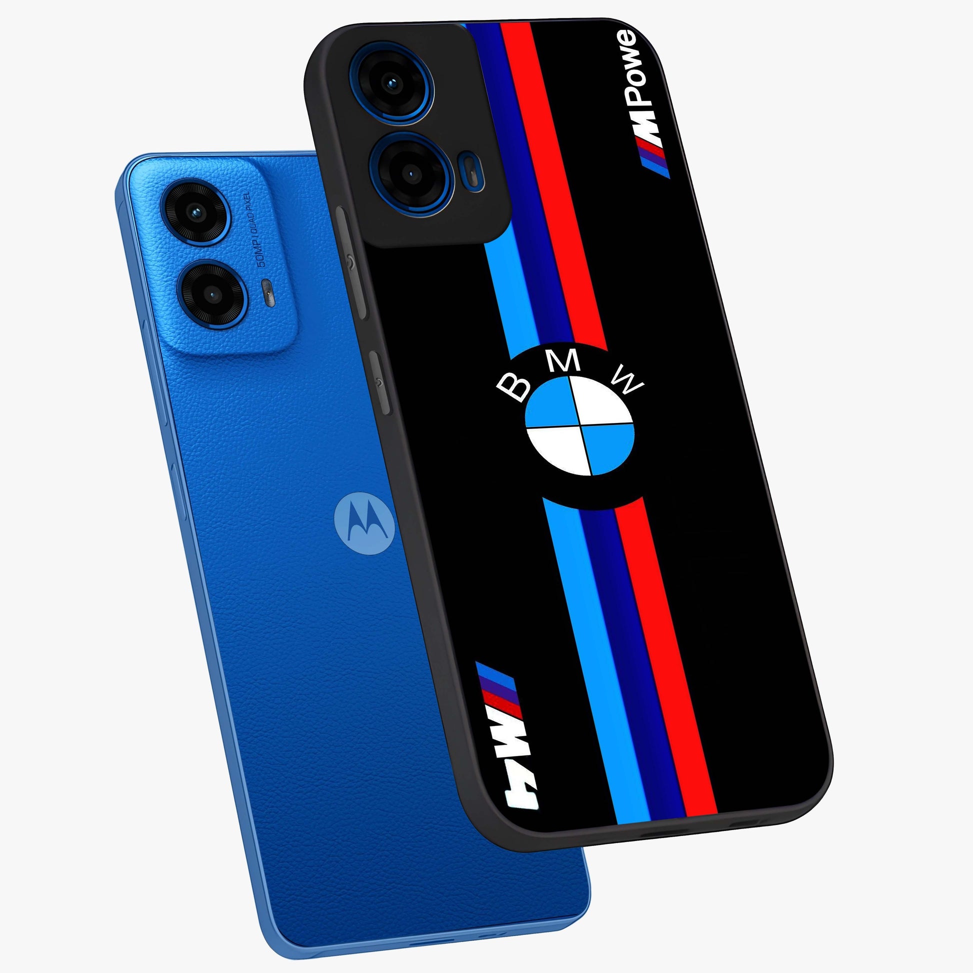 Turbo BMW Beast Glass Case displayed in angled mockup highlighting sleek racing car design with bold automotive aesthetic.