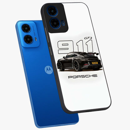 Turbo Legacy Icon Glass Case displayed in angled mockup highlighting dynamic automotive design with performance aesthetic.