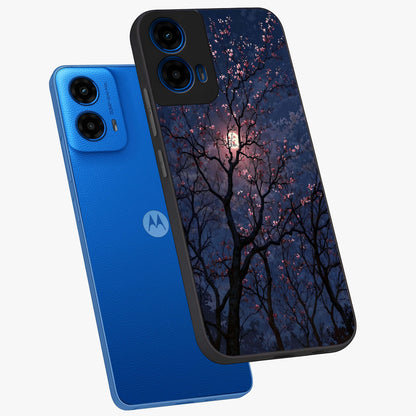 Twilight Sakura Serenade Glass Case displayed in angled mockup highlighting delicate sakura flower design with dreamy aesthetic.