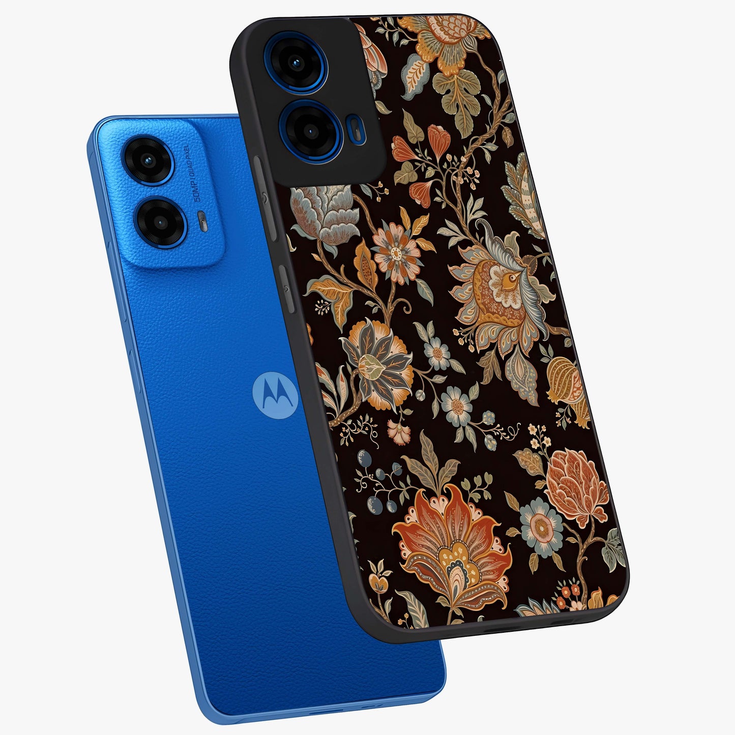 Vintage Floral Dream Glass Case displayed in angled mockup highlighting elegant vintage flower design with soft aesthetic style.