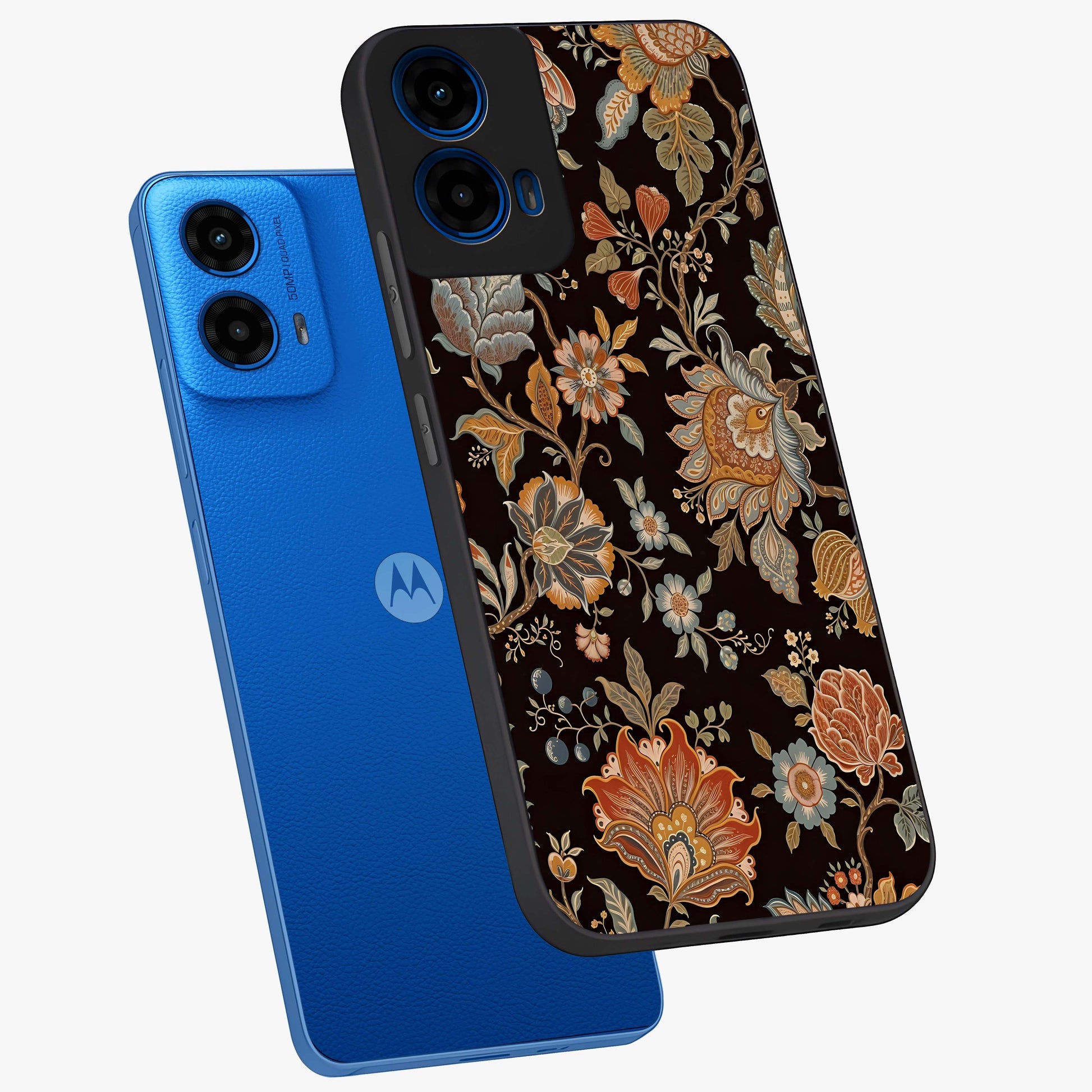 Vintage Floral Dream Glass Case displayed in angled mockup highlighting elegant vintage flower design with soft aesthetic style.