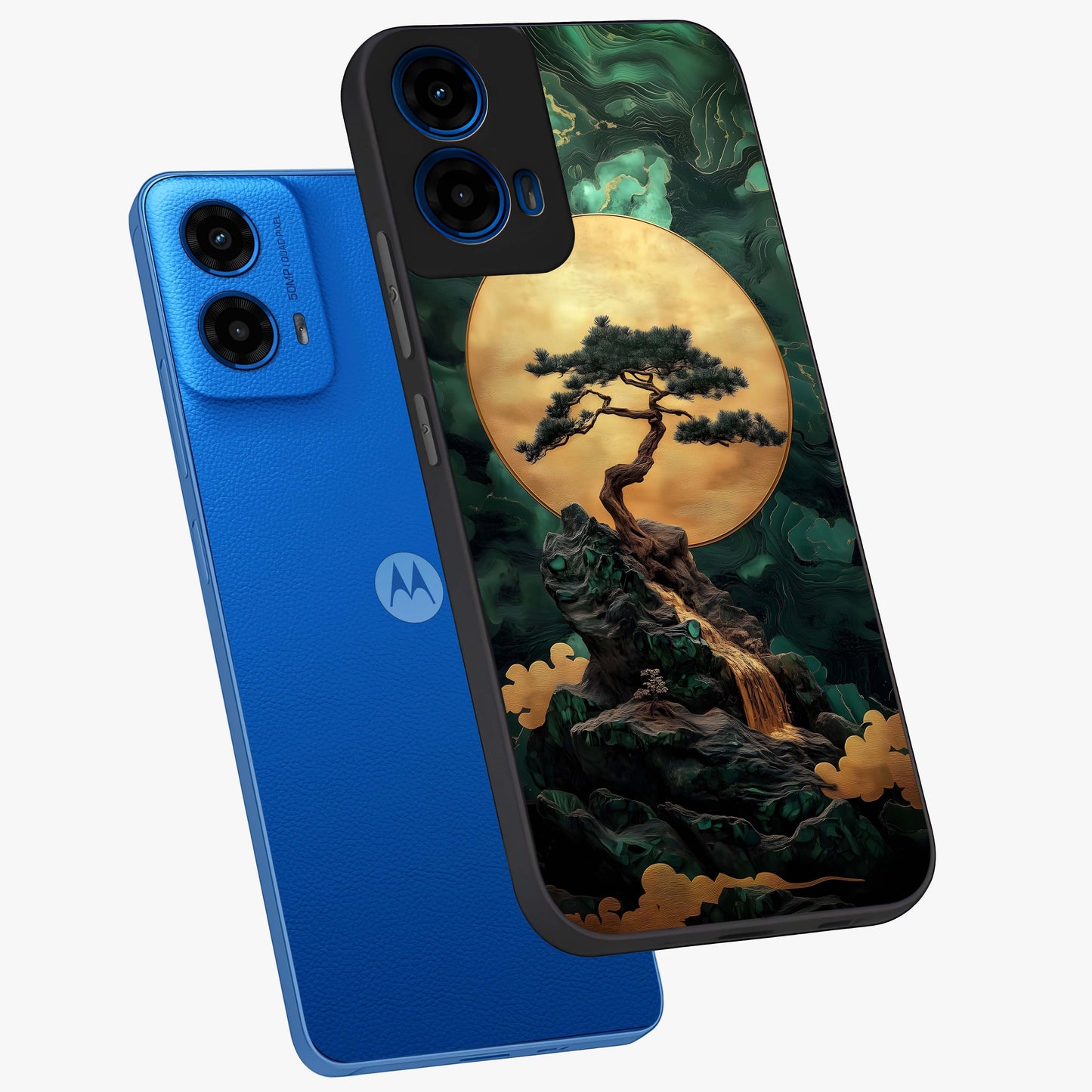 Zen Moon Rise Glass Case displayed in angled mockup highlighting peaceful lunar design with zen aesthetic style.