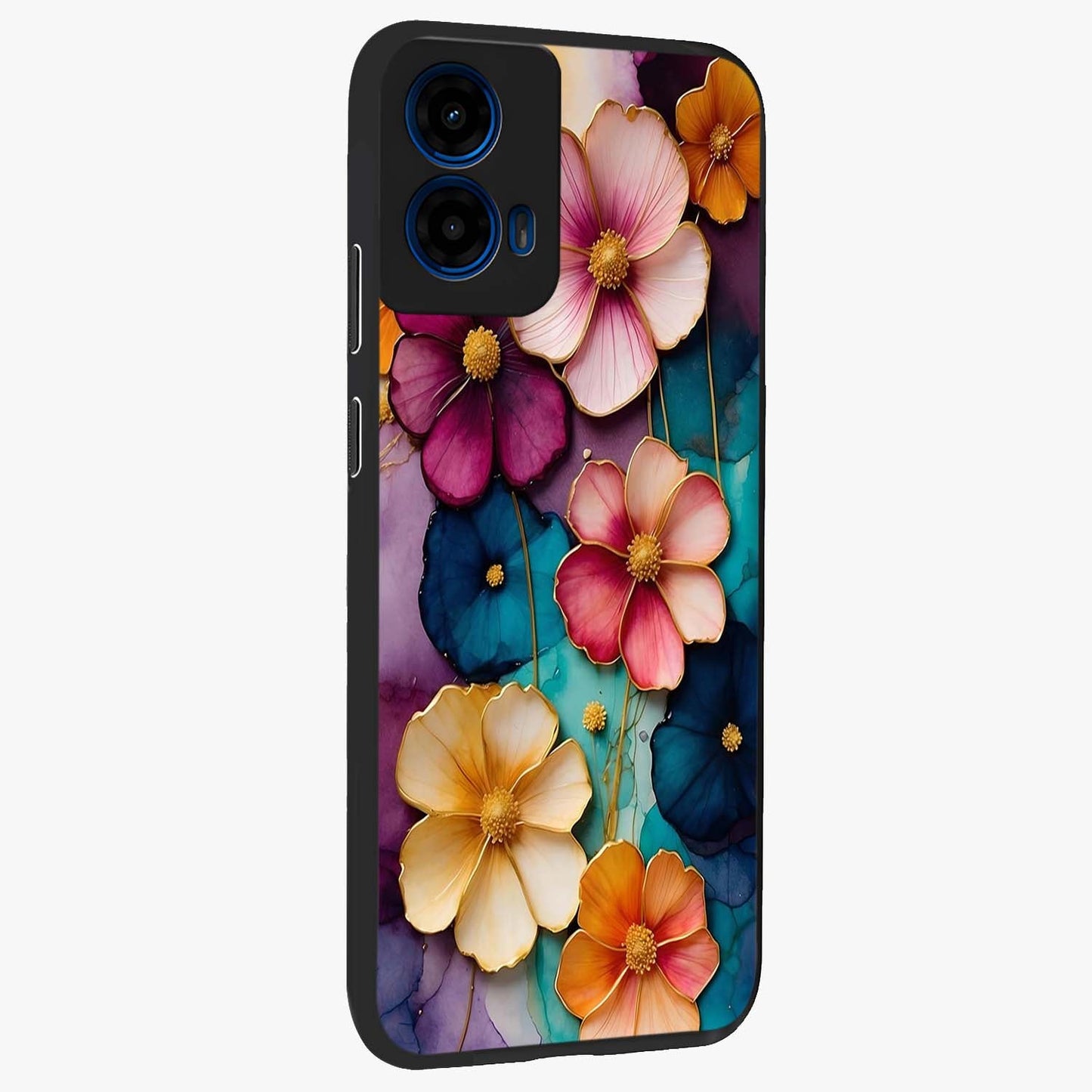 Artlyn Grace Flower Pattern Glass Case upright view showcasing graceful floral artwork with aesthetic botanical style.