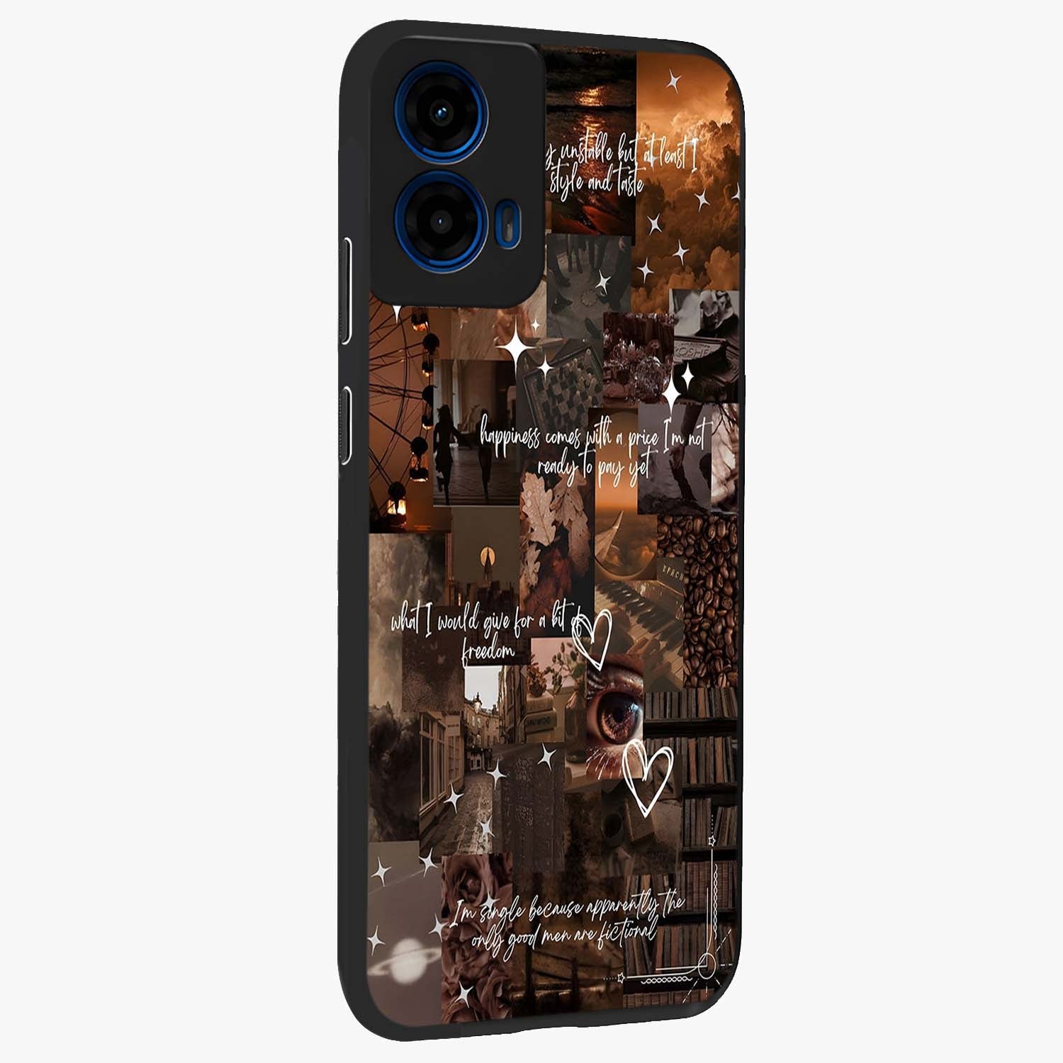 Bittersweet Aesthetic Chaos Glass Case upright view showcasing bold artistic chaos design with modern aesthetic style.