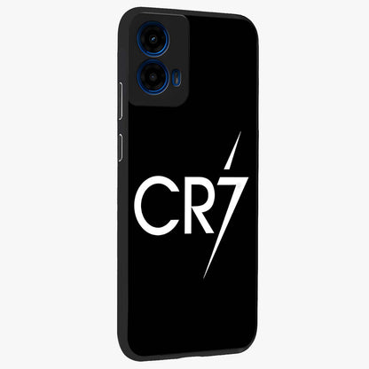 Cr7 Elite Strike Glass Case upright view showcasing energetic football inspired design with modern sports aesthetic.