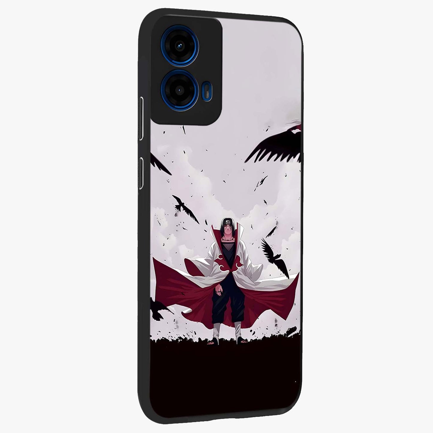 Crimson Crow Ascension Glass Case upright view showcasing dramatic crow artwork with bold gothic theme.