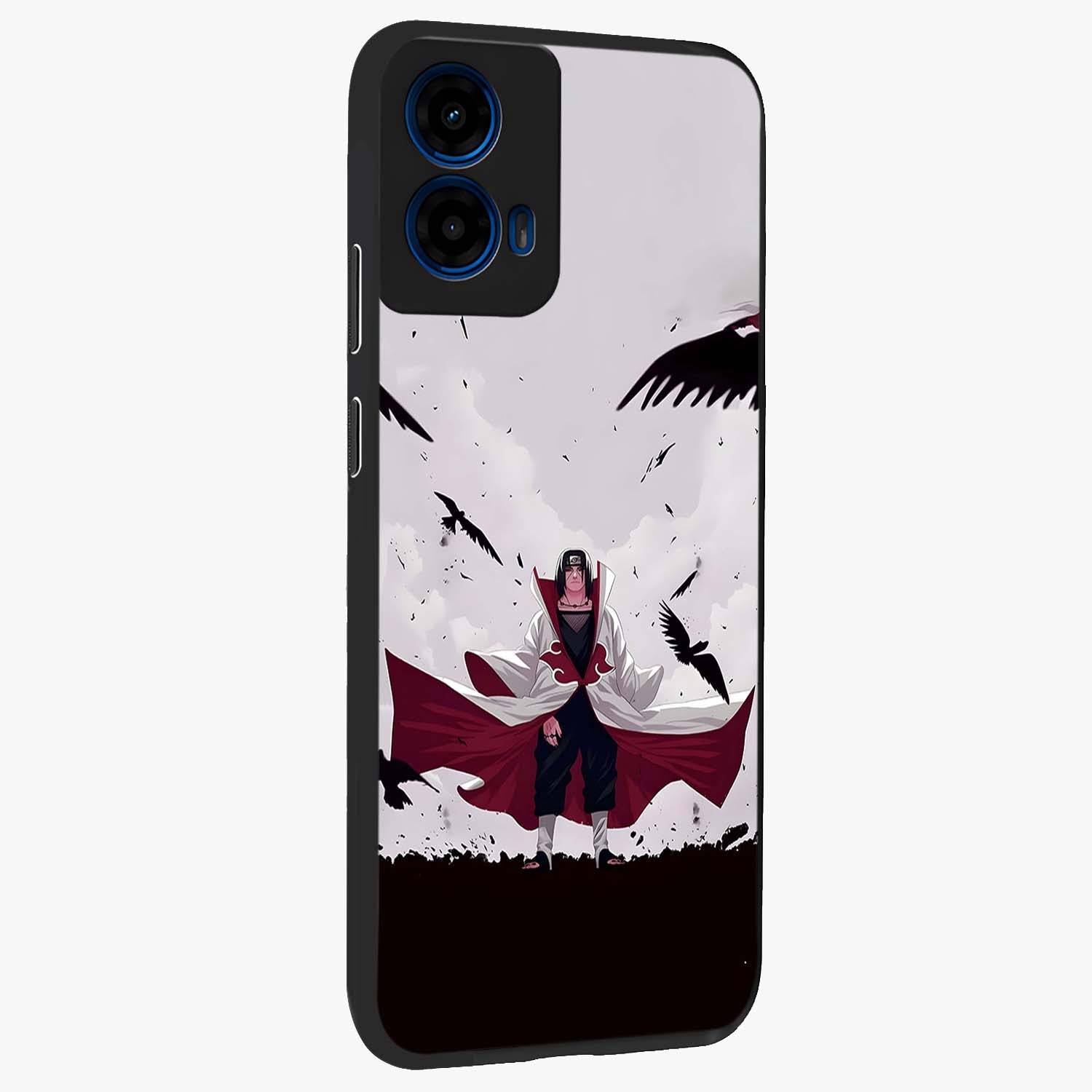 Crimson Crow Ascension Glass Case upright view showcasing dramatic crow artwork with bold gothic theme.