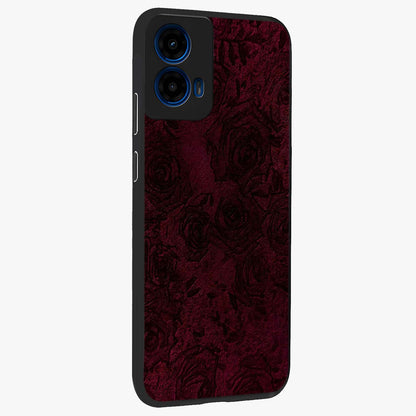 Crimson Fade Flow Glass Case upright view showcasing dynamic crimson flow artwork with stylish abstract theme.