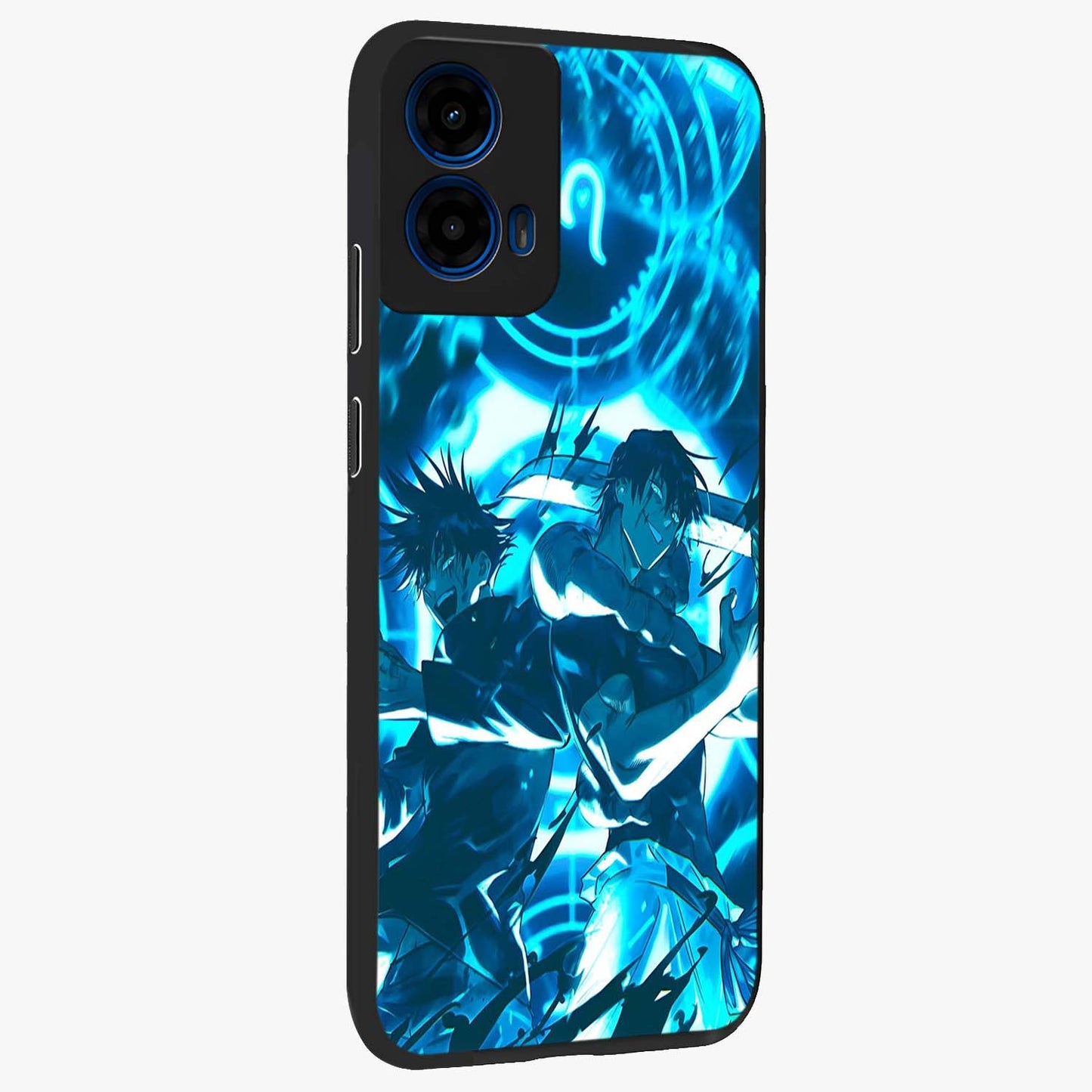 Cursed Energy Clash Glass Case upright view showcasing dramatic clash artwork with bold supernatural theme.