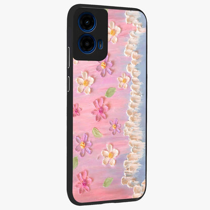 Dreamy Painted Garden Glass Case upright view showcasing vibrant floral garden artwork with artistic nature theme.