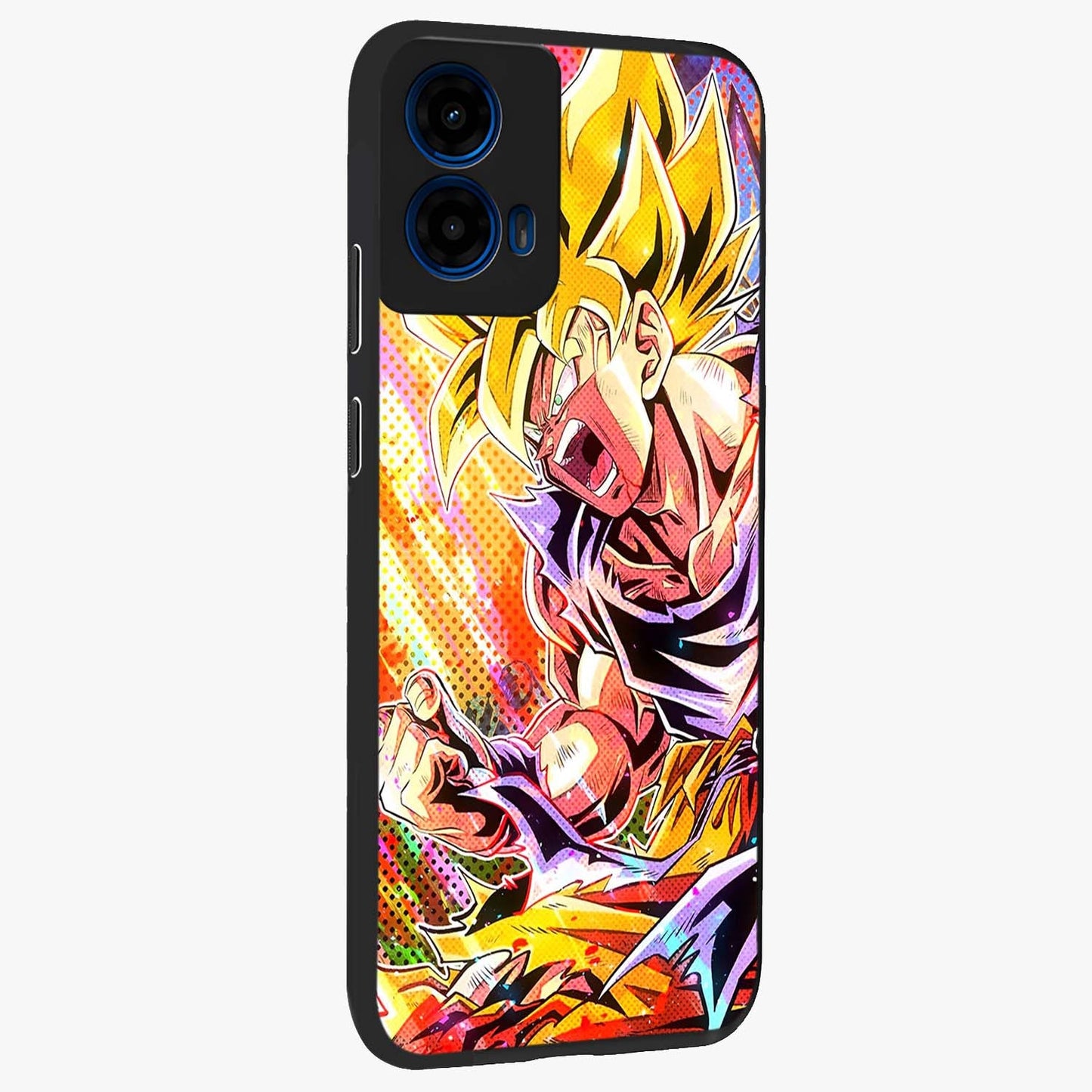 Firing Goku Glass Case upright view showcasing energetic anime artwork with bold warrior theme.