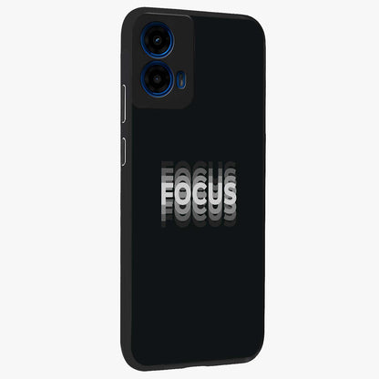 Focus Mode On Glass Case upright view showcasing strong typography statement with sleek motivational theme.