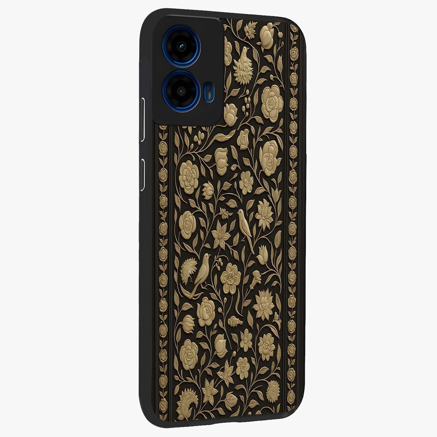 Golden Evil Eye Mandala Glass Case upright view showcasing decorative evil eye mandala artwork with spiritual aesthetic style.