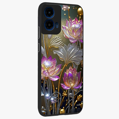 Golden Floral Majesty Glass Case upright view showcasing majestic floral artwork with rich decorative theme.