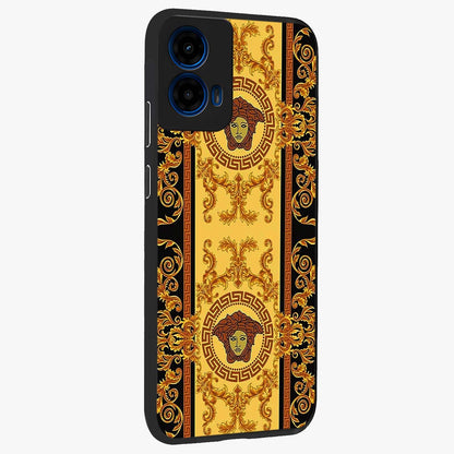 Golden Lotus Glow Glass Case upright view showcasing luminous lotus artwork with peaceful divine theme.