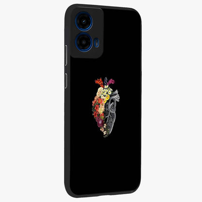 Heart With Flowers Glass Case upright view showcasing decorative heart and floral artwork with sweet romantic theme.
