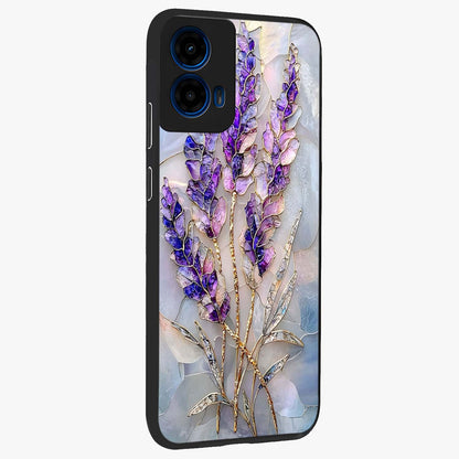 Lavender Dream Glow Glass Case upright view showcasing radiant lavender glow artwork with calming dreamy theme.
