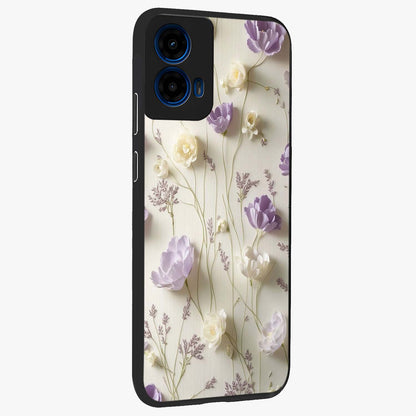 Lilac Breeze Harmony Glass Case upright view showcasing delicate lilac artwork with peaceful floral theme.