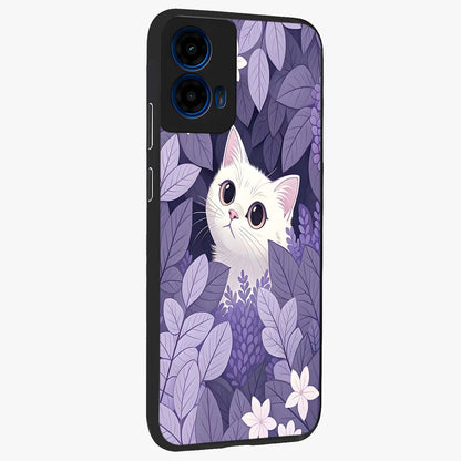 Lilac Hide Peek Cat Glass Case upright view showcasing charming cat artwork with adorable peek theme.
