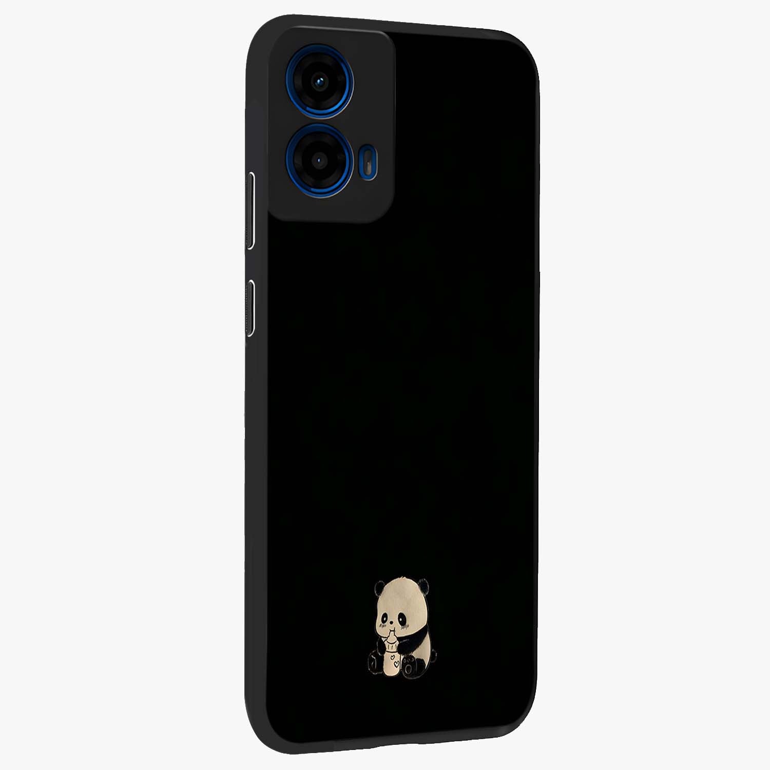 Midnight Panda Love Glass Case upright view showcasing charming panda artwork with playful romantic theme.