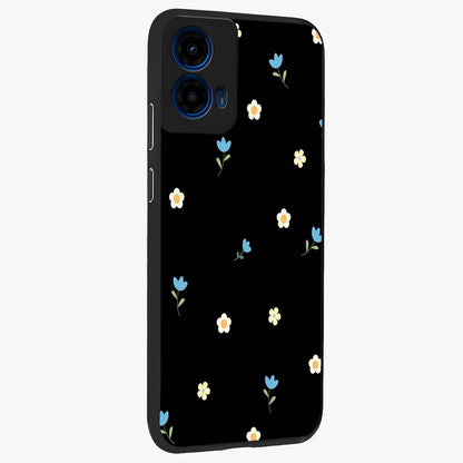 Minimal Petal Whispers Glass Case upright view showcasing elegant floral artwork with modern minimalist style.
