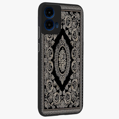 Noir Bloom Elegance Glass Case upright view showcasing graceful floral artwork with luxurious dark theme.