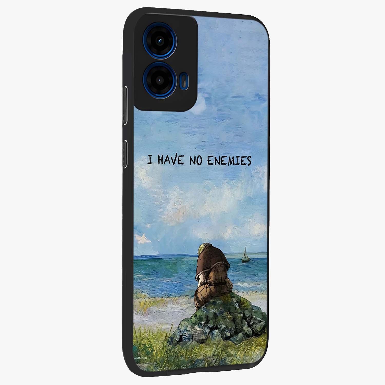 Peace Beyond War Glass Case upright view showcasing powerful peace symbol artwork with inspirational theme.