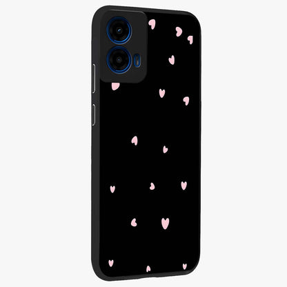 Pink Love Drops Glass Case upright view showcasing charming heart drop artwork with romantic playful theme.