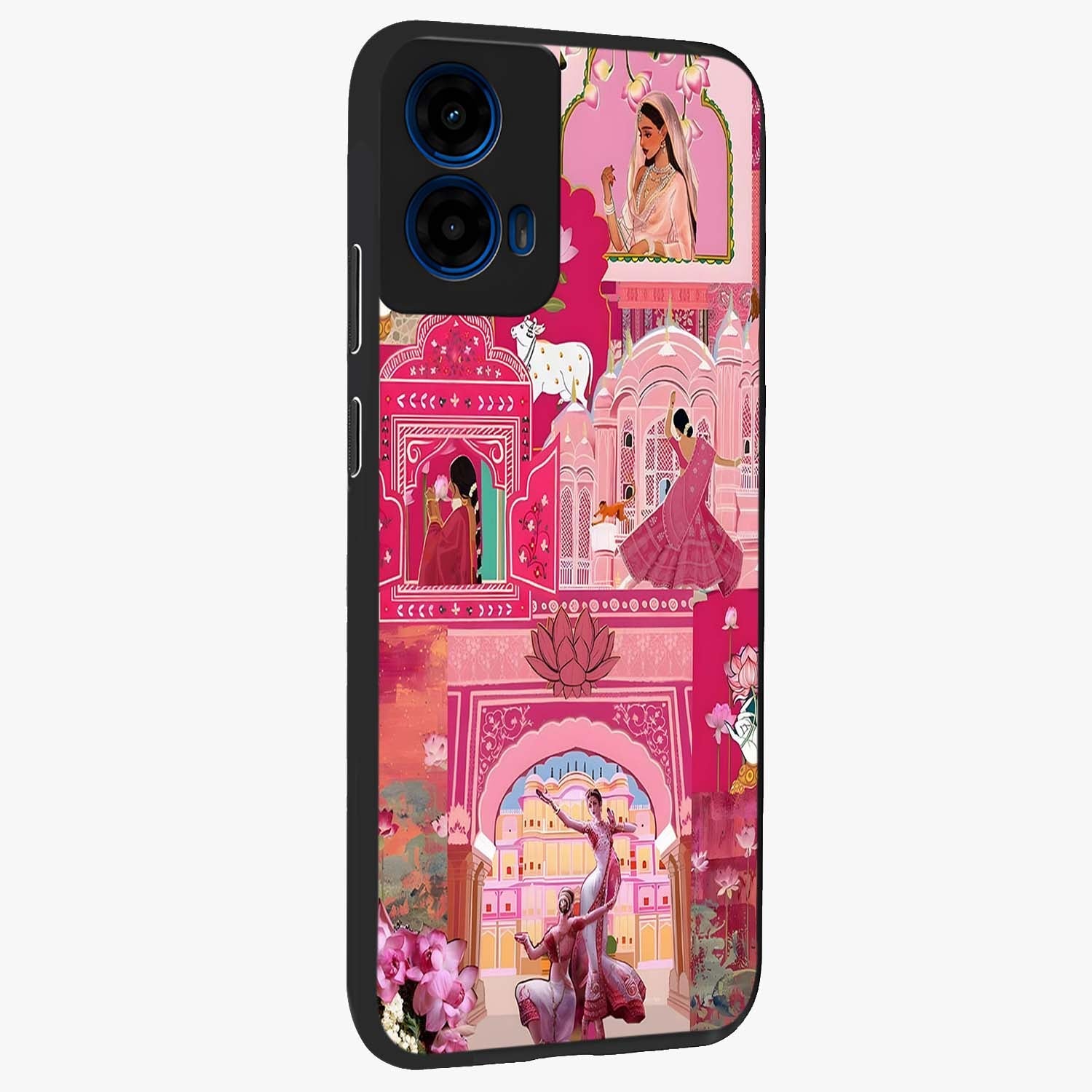 Pink Palace Muse Glass Case upright view showcasing artistic palace artwork with graceful royal theme.