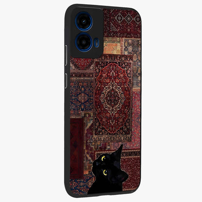 Regal Magic Cat Apple Glass Case upright view showcasing charming cat artwork with playful magical theme.