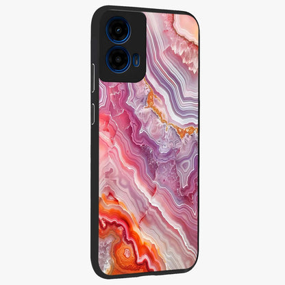 Rose Quartz Marble Glass Case upright view showcasing decorative marble artwork with luxurious pastel theme.