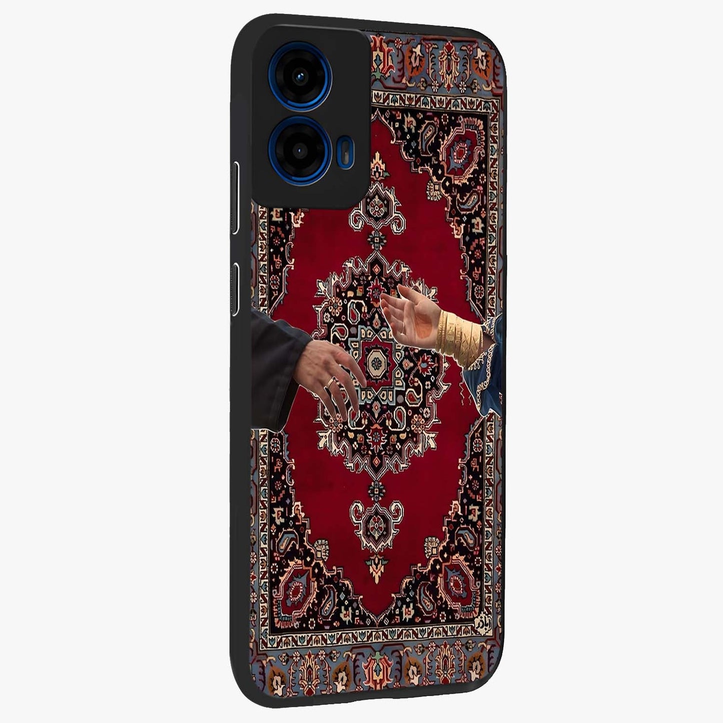 Royal Touch Reach Glass Case upright view showcasing stylish royal inspired artwork with graceful theme.