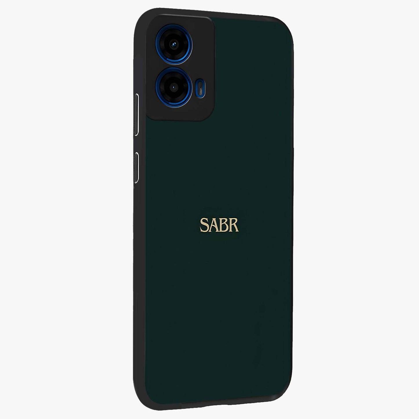 Sabr Minimal Patience Glass Case upright view showcasing calm minimalist artwork with motivational patience theme.
