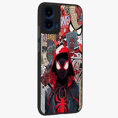 Spider Collage Street Glass Case upright view showcasing bold superhero artwork with urban street theme.