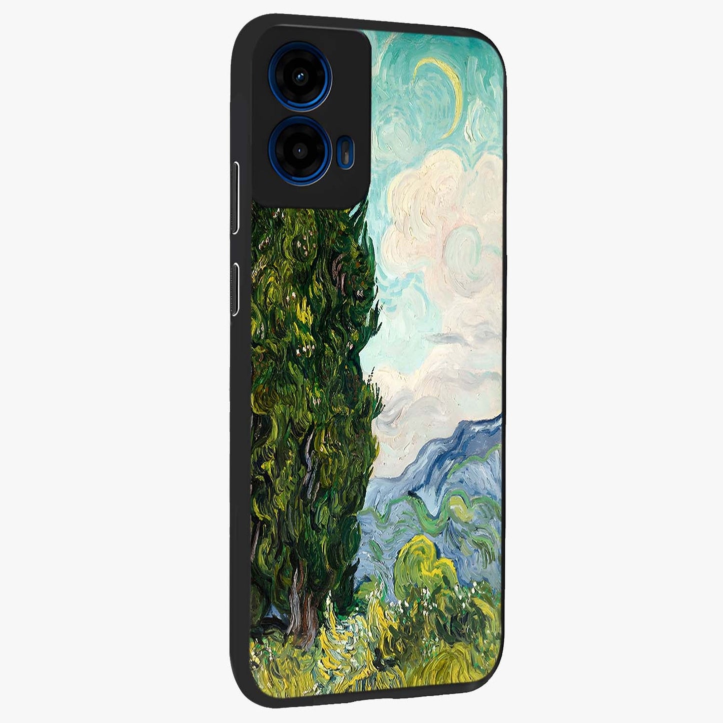 Van Gogh Vintage Art Glass Case upright view showcasing elegant vintage painting artwork with artistic heritage theme.