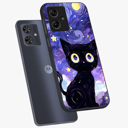 Abstract Cat Art Glass Case displayed in angled mockup highlighting modern abstract cat artwork and sleek glass surface.
