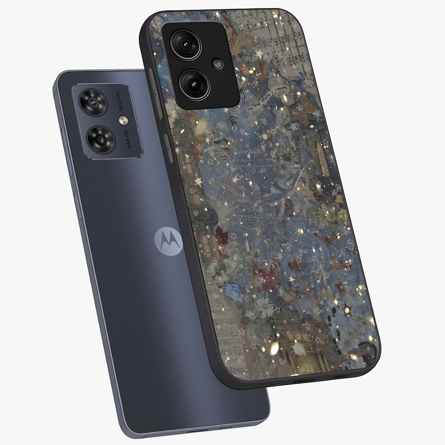 Aesthetic Astrolophia Glass Case displayed in angled mockup highlighting artistic aesthetic elements and smooth glass surface.