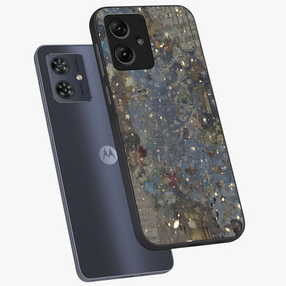 Aesthetic Astrolophia Glass Case displayed in angled mockup highlighting artistic aesthetic elements and smooth glass surface.