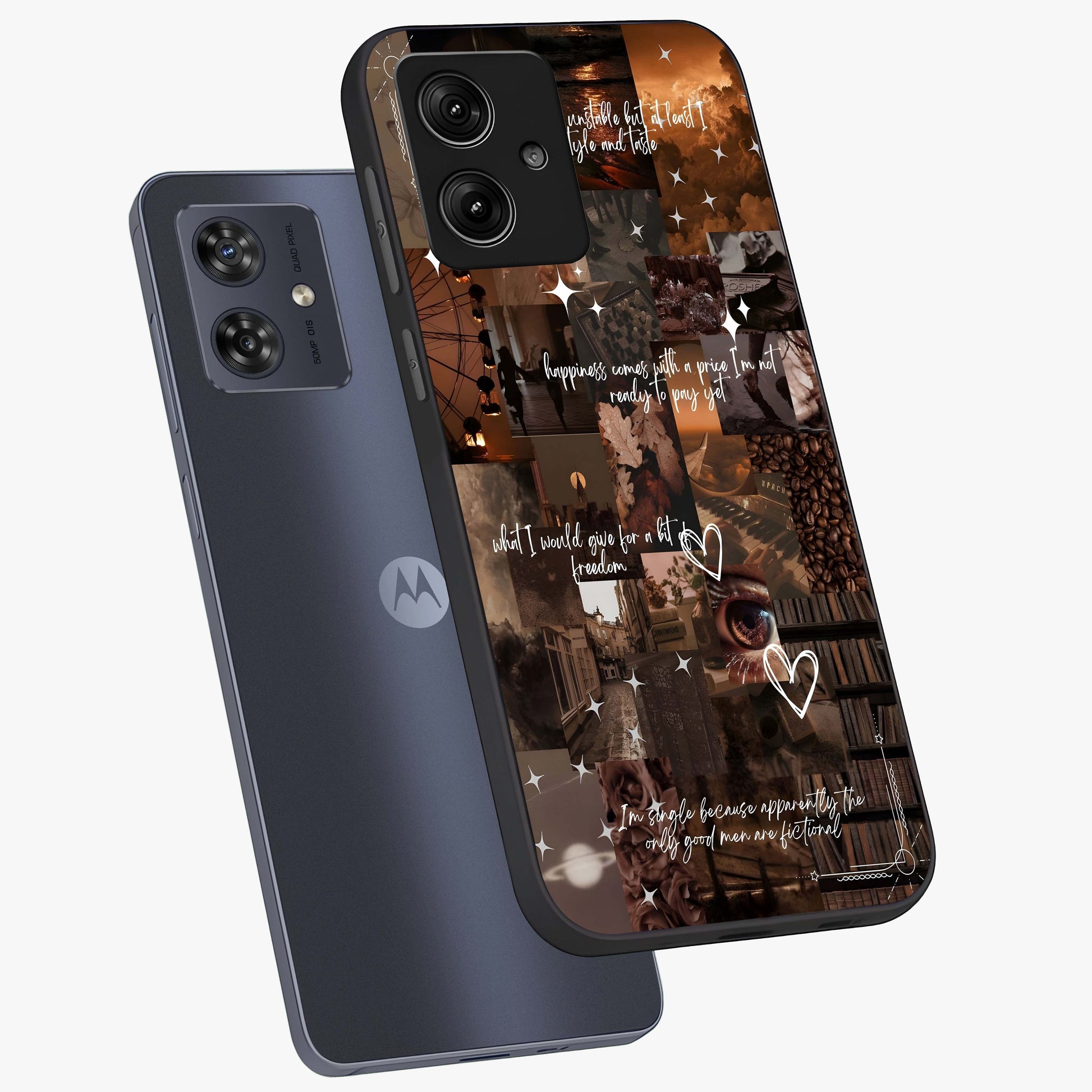 Bittersweet Aesthetic Chaos Glass Case displayed in angled mockup highlighting expressive abstract artwork and edgy aesthetic theme.