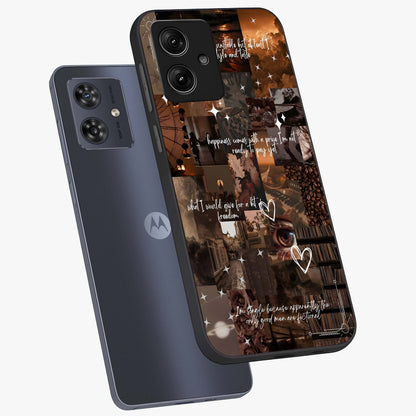 Bittersweet Aesthetic Chaos Glass Case displayed in angled mockup highlighting expressive abstract artwork and edgy aesthetic theme.