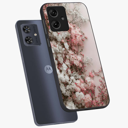 Blush Blossom Cloud Glass Case displayed in angled mockup highlighting soft cloud and blossom design with pastel aesthetic.