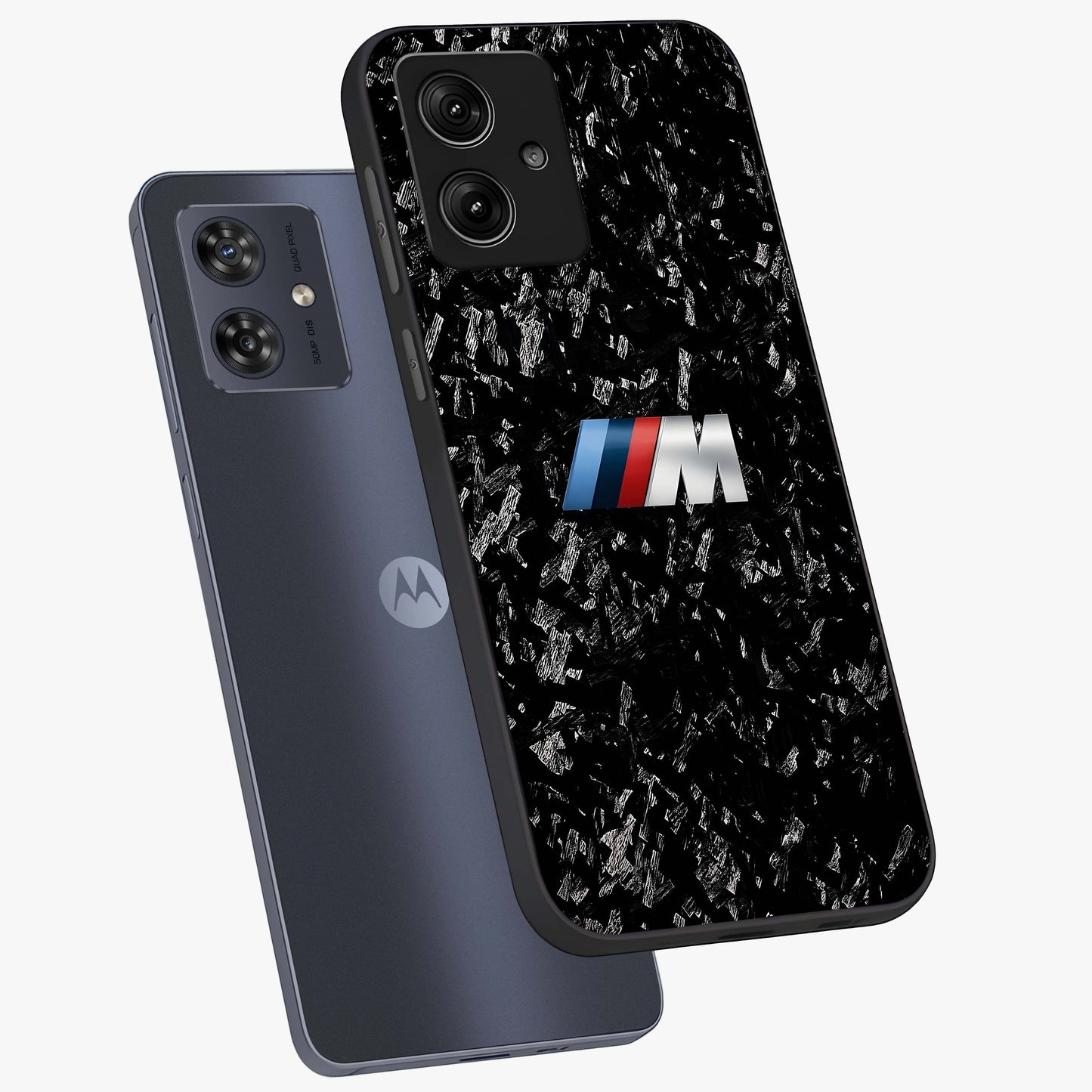 Carbon Speed Mark Glass Case displayed in angled mockup highlighting racing inspired carbon design and sleek aesthetic style.