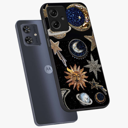 Celestial Gem Constellations Glass Case displayed in angled mockup highlighting gemstone inspired constellation design.