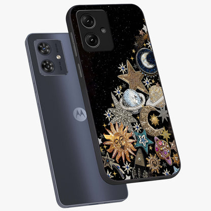 Cosmic Sparkle Dreams Glass Case displayed in angled mockup highlighting dreamy star sparkle design with celestial aesthetic.